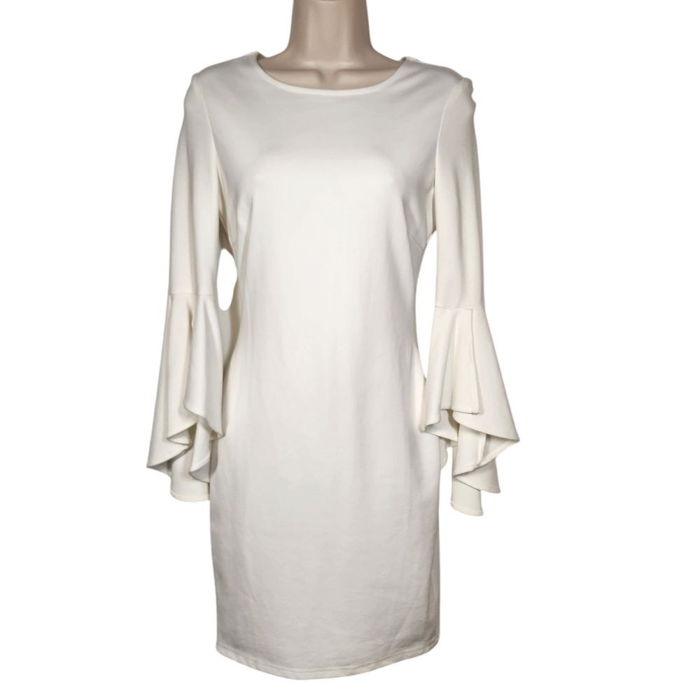Lulus Gimme Some Flair White Flounce Bell Sleeve Bodycon Mini Dress Sexy‎ Boho S - Picture 6 of 16